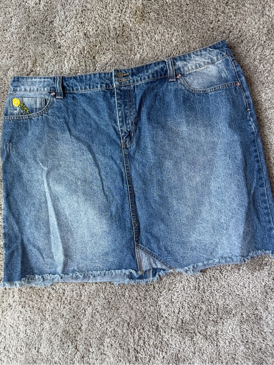 Jessica Simpson Dresses & Skirts - Jessica Simpson Washed Blue Denim Mini Skirt with Frayed Hem